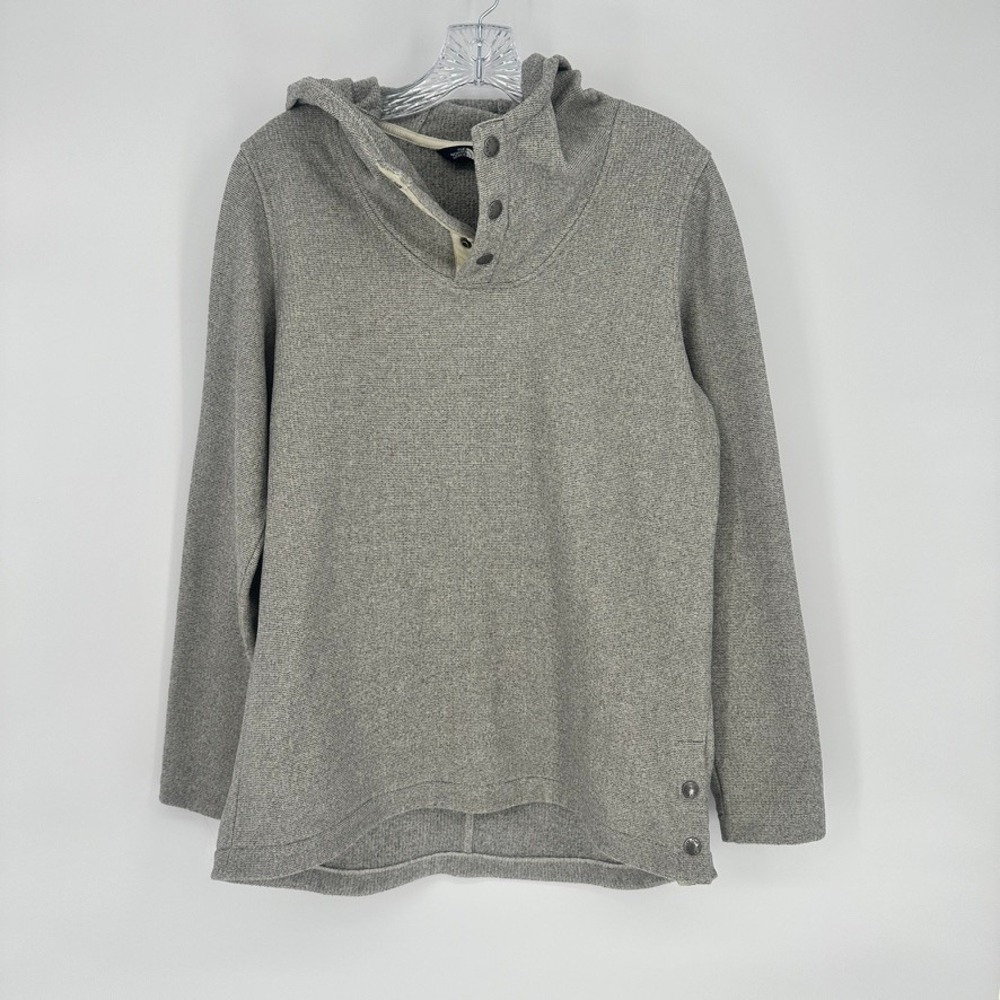 The North Face Gray Hooded‎ Pullover Button Neck Sweater Medium